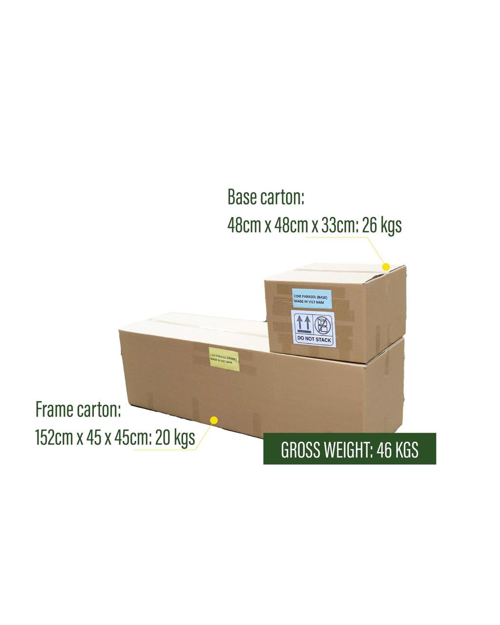 Kokosvezel Parasol Set 300 cm met Hardhouten Frame & Betonvoet
